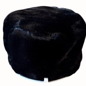 Womens Faux Fur Black Bucket Hat One Size Fits All